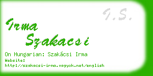 irma szakacsi business card